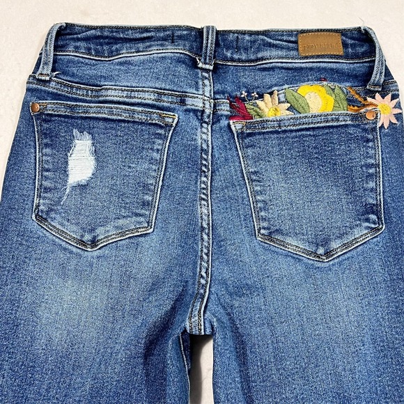 Judy Blue Jeans Blue Floral Embroidered Denim Boyfriend Festival Size 3/26 26x28 - Picture 14 of 16